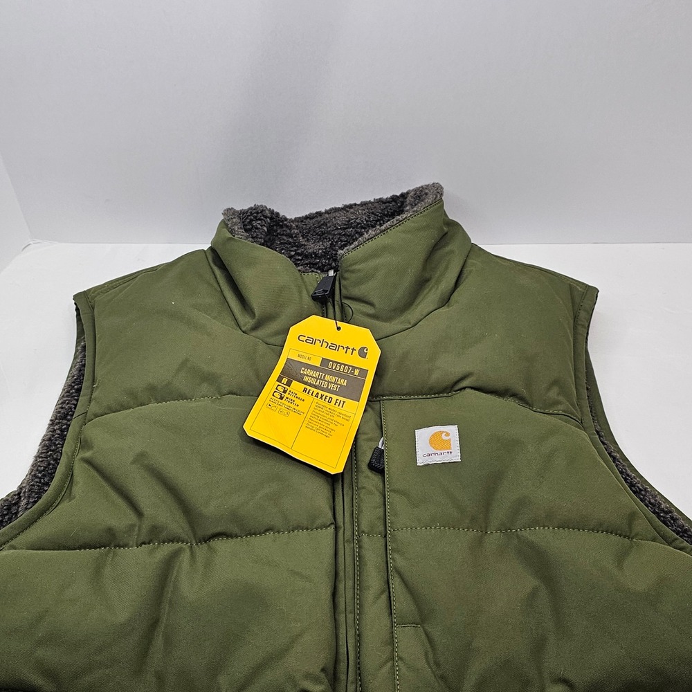Carhartt Montana Insulated Vest Women L Olive Green Reversible Sherpa OV5607-W - Picture 9 of 9